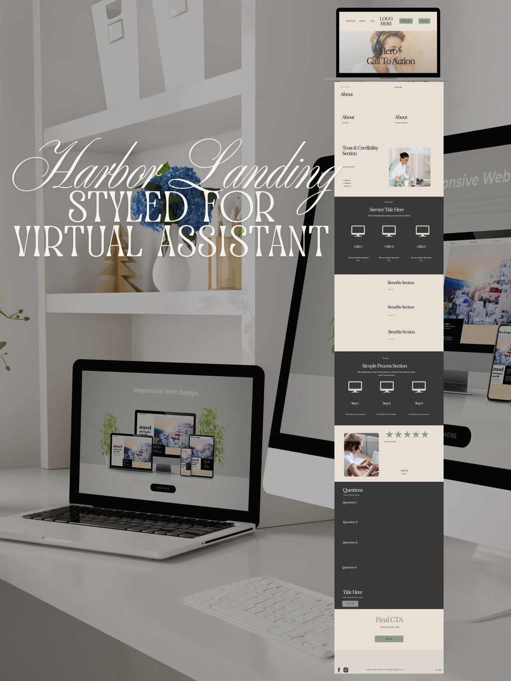 Harbor Landing Showit Template | One Page | Service Provider  | Virtual Assistant | Coach Website